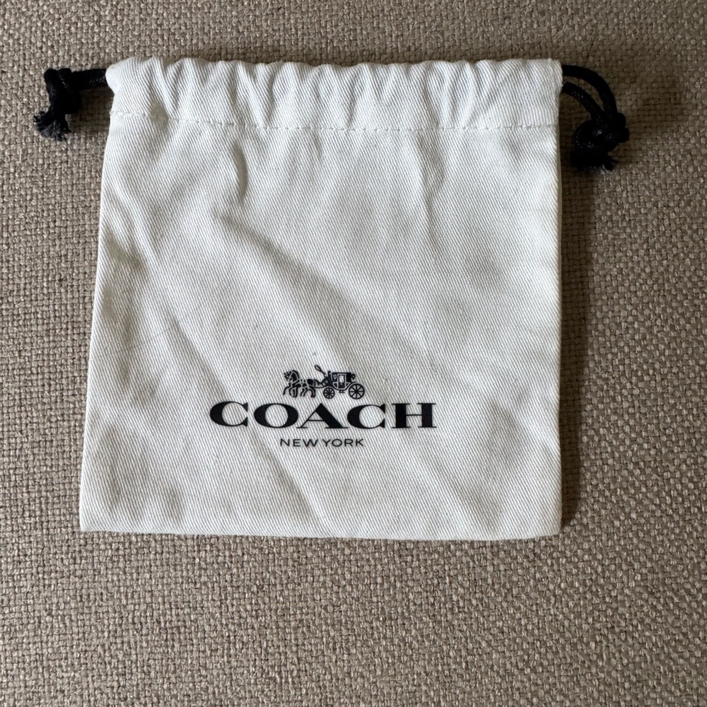 COACH Ivory Drawstring Dust Bag with Black Logo